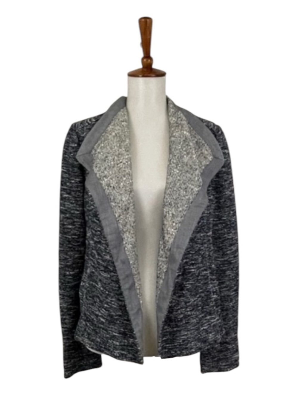Vince Tweed Drape Neck Open Placket Cardigan Knit Blazer Jacket